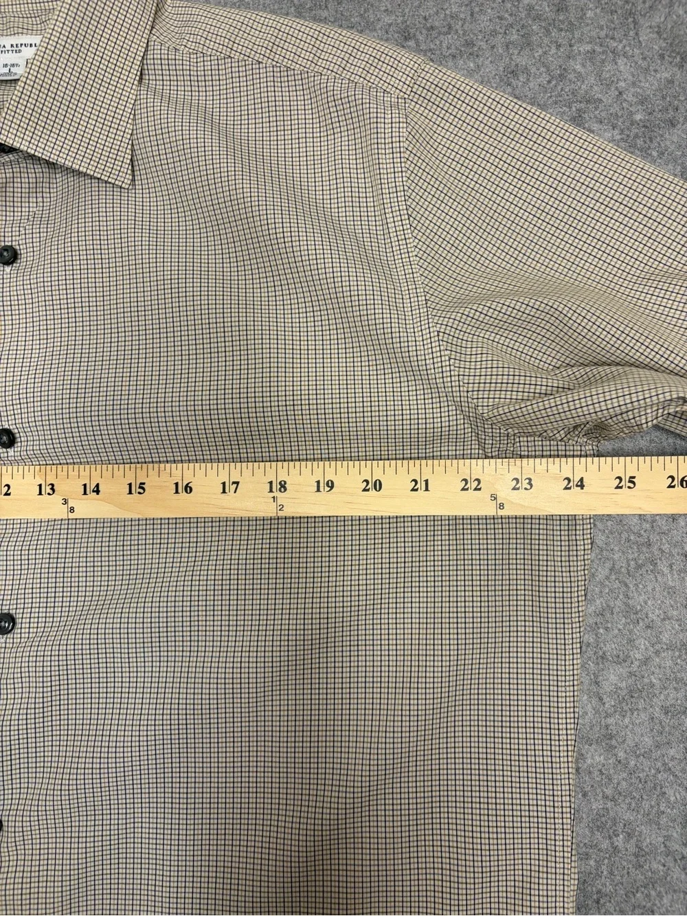 Banana Republic Men's Check Dress Shirt in Beige and Navy